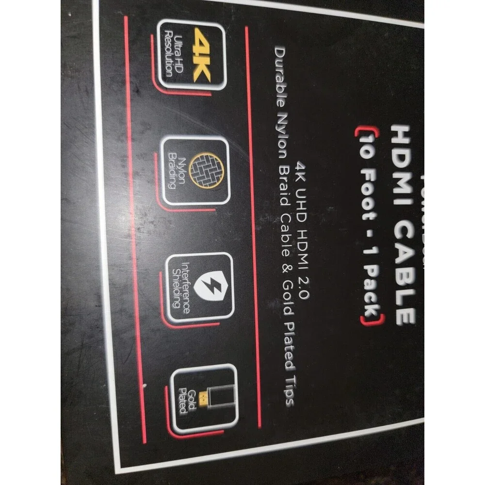 PowerBear‎ HDMI Cable 10 Ft 4K UHD HDMI 2.0 Nylon Braid Cable & Gold Plated Tips